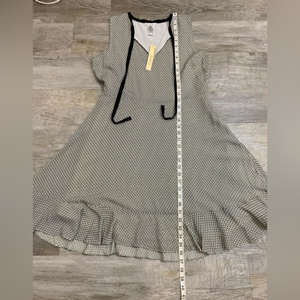 NWT Esley 59977D fit & flair neck tie sleeveless dress  black and white - Picture 7 of 13